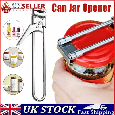 Stainless Steel Adjustable Can Jar Opener Bottle Lid Gripper Kitchen Gadget • £2.49