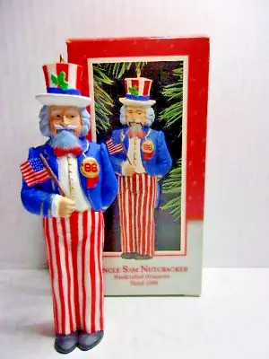 Hallmark 1988 Uncle Sam Nutcracker Ornament Patriotic Flag Red White & Blue • $12.99