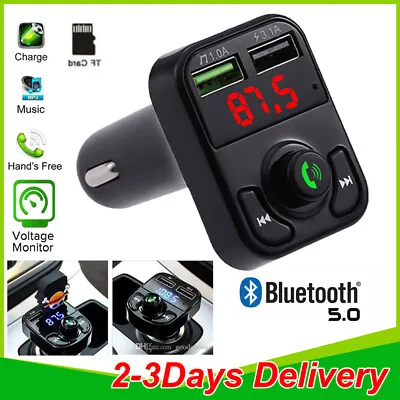 Car FM Transmitter Wireless Bluetooth 5.0 MP3 Player Radio 2 USB Charger Adapter • £5.29