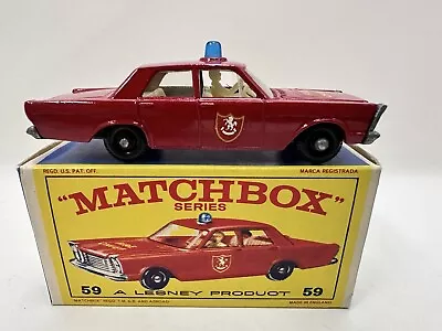 Matchbox Lesney Vintage Ford Galaxie 500 Fire Chief Car #55 / 59 W Original Box • $77.10