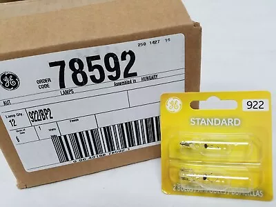 $14.99 • Buy Case Of 6 Pair GE Standard Miniature Replacement Bulbs 12V 922 78592 