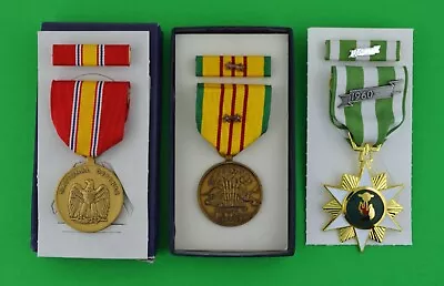 Vietnam Campaign Service National Defense Medals Ribbons Bar 2 Campaign Stars • $56.98