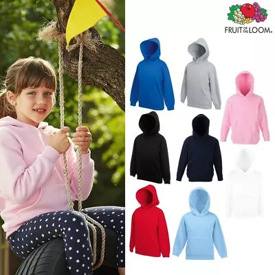 Fruit Of The Loom Kids Premium Hooded Sweatshirt -girls Hoodie • £13.49