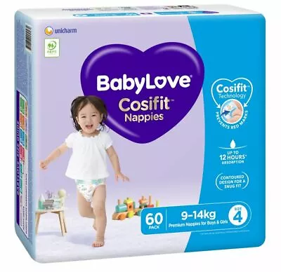 $29 • Buy Babylove Cosifit Nappies - Jumbo Bag - Toddler - Size 4 - 60 Pack