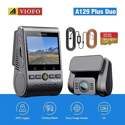$256.95 • Buy A129 Plus Duo 2K Dash Cam With WiFi+Gps Module+2'' LCD+Dual Channel