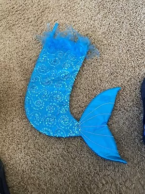 Aqua Blue Little Sequin Mermaid Tail Christmas Stocking Turquoise 19”L8”T Ruffel • $9.96