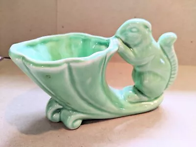 Vintage Pottery Planter Green Squirrel And Cornucopia  • $20