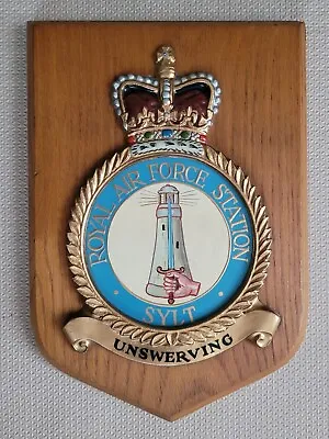 RAF Royal Air Force Station SYLT Unswerving Wooden Wall Plaque Shield Crest • £44.95