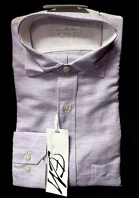 Enzo Mantovani Men's Shirt L Lilac Light Purple Long Sleeve Large Linen/Cotton • $19.99