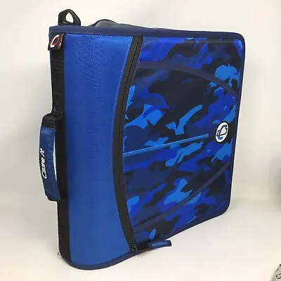 Case-It Mighty Zip Tab 3-inch Zipper Binder Blue  Camo Handle 5 Color Tab File • $22.50