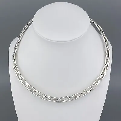 Vintage Sterling Silver 925 Braided Torque Cuff Collar Necklace 17  • $160