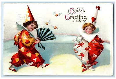 1910 Love Greeting's  Clown Jester Clapsaddle Antique Medford Oregon OR Postcard • $19.97