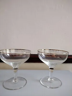 £15 • Buy Two  Vintage Martini/Cocktail/champagne Glasses Gold Rim 