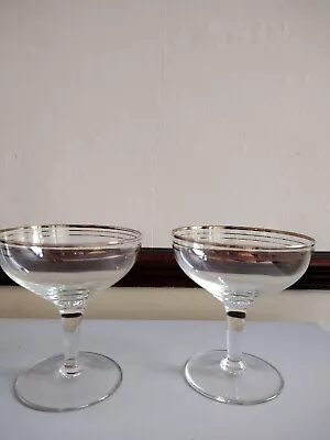 £15 • Buy Two  Vintage Martini/Cocktail/champagne Glasses Gold Rim 