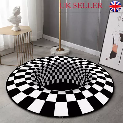 Carpet Living Room Rug Floor Door Mat Home 3D Printed Vortex Illusion Anti-slip • £7.98