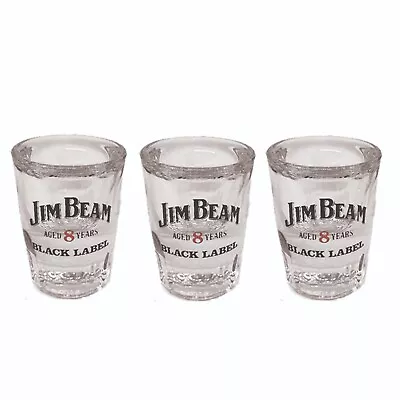 JIM BEAM BLACK LABEL 3 X THICKSET SHOT GLASSES 44ml BNWON MAN CAVE USA • $31.99