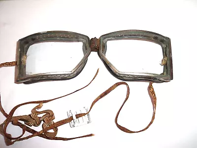 Antique Ski Motorcycle Steampunk Wwii? Goggles Safety Aviator Racing Glasses • $45