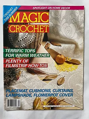 Magic Crochet # 71 Patterns Magazine April 1991 Doilies Tablecloths Filet Roses • $13.91