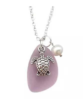 Hawaiian Jewelry Sea Glass Necklace Pink Necklace Turtle Necklace Pearl Beach • $25.98