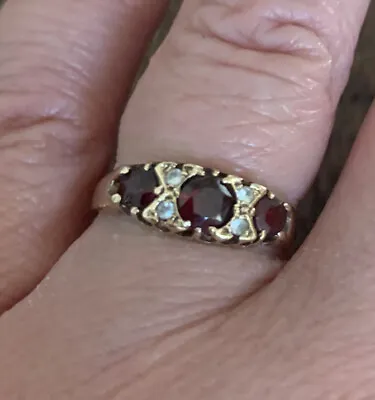 9 Ct Gold Garnet And Cubic Zirconia Victorian Style Ring Size P • £100