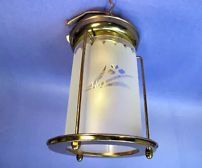 Vintage Brass Ceiling Hall Light Porch Fixture Globe Mid Century 60's Ranch • $38