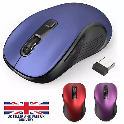 WIRELESS 2.4GHz MOUSE USB DONGLE CORDLESS OPTICAL SCROLL GAMING FO PC LAPTOP MAC • £7.99