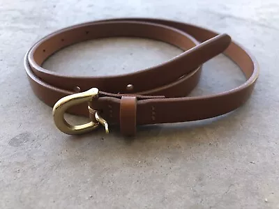 J.CREW Skinny Italian Leather Belt Perforated Thin Brown Womens XS • $25