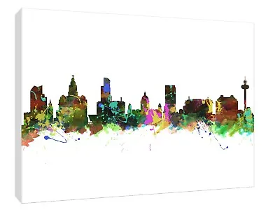 £12 • Buy Liverpool Skyline Abstract Canvas Wall Art Wood Framed Ready To Hang XXL