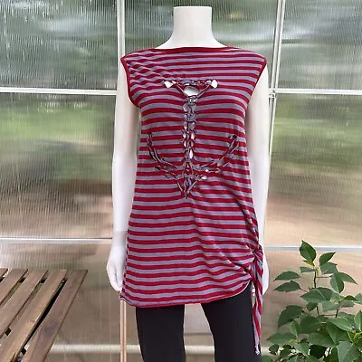 Jean Paul Gaultier X Target Top Nautical Anchor Open Side Tie Stripe Blue Red • $24.99