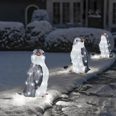 3PCS LED Light Up Acrylic Penguins Decor For Christmas Yard Outdoor Decorations • $19.70
