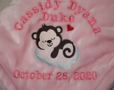 Embroidered Monogrammed Baby Blanket Tahoe Fleece Soft -Monkeys • $24.99