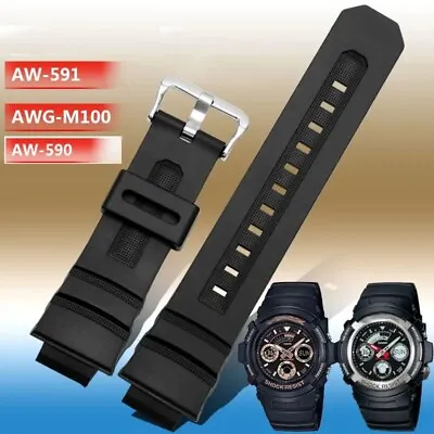 Silicone Watchband Fit For Casio G-Shock AW591/590/5230 AWG-M100/M101 G7700/7710 • £16.79
