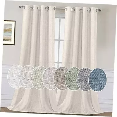  Linen Grommet Curtains 84 Inch Length For Living Room 2 52 W X 84 L Natural • $42.17