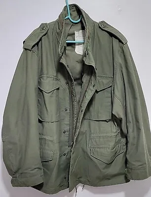 Vintage ALPHA INDUSTRIES M65 FIELD JACKET Large Regular OG-107 Cold Weather Coat • $200