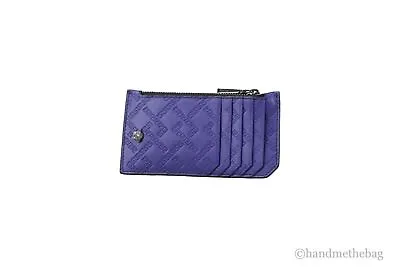 Versace Calf Leather Multi Card Blue Medusa Greek Key Pattern Card Case Wallet • $152.10