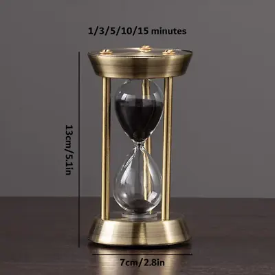 1/3/5/10/15 Minutes Metal Hourglass Sand Clock Timer Living Room Office Ornament • $16.41