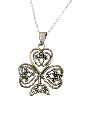 Irish Shamrock Hearts Sterling Silver Pendant With Or Without Necklace 16 -24  • $27.49