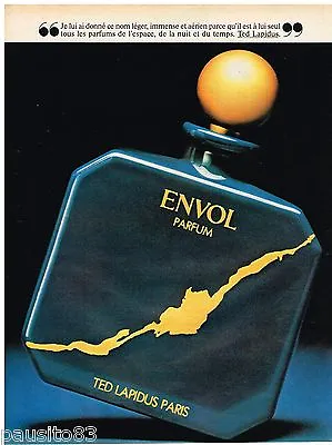 1981 TED LAPIDUS ENVOL ADVERTISING ADVERTISEMENT Perfume Men's ENVOL • $3.19