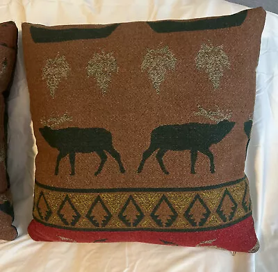 Throw Pillow Rustic Cottage Cabin Moose Fish  Cushion 18x18 2 Sided Pick Yours • $15.90