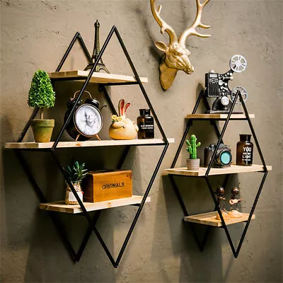£21.93 • Buy Vintage Floating Shelves Rustic Wooden Wall Shelf Display Storage Rack Art Decor