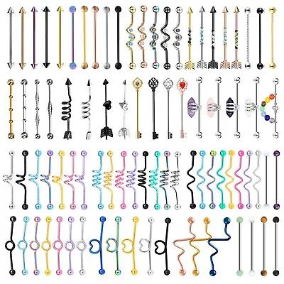 14G Industrial Barbell Earring Multi-style Surgical Steel Cartilage Piercing-ONE • $7.59