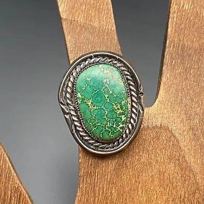 Vintage Navajo Turquoise Silver Ring Size 6.75 • $195