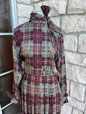 EMANUEL UNGARO PARALLELE   Paris Diane Freis Dupe DRESS SZ 6 Vintage Plaid • $40