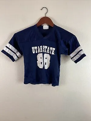 Utah State Aggies #88 Kids Size 4 Football Jersey Made In USA Vintage Navy White • $12.99