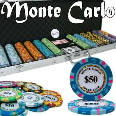 New 600 Monte Carlo Poker Chips Set With Aluminum Case - Pick Denominations! • $181.49