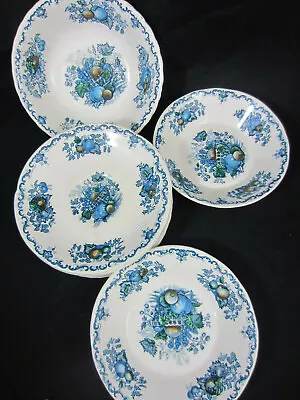 Vintage Mason's Ironstone Blue FRUIT BASKET 9 Pc Lot Bowls/saucers/dessert Plate • $69