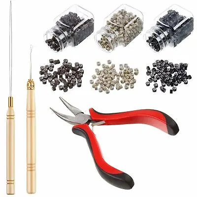 1000 Pieces Hair Extension Kit Pliers Pulling Hook Micro Bead Device Tool Kits  • £6.71