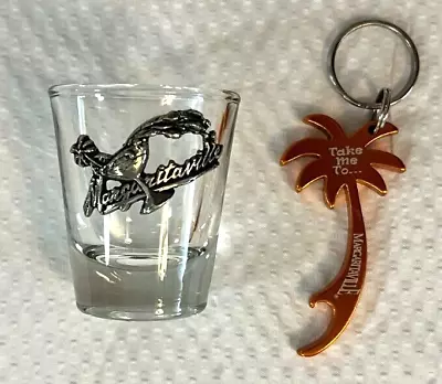 Margaritaville 3-D Embellished Shot Glass And Pewter & Key Chain Bottle Opener • $11.99