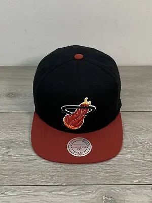 Mitchell & Ness Wool Cap NBA Miami Heat Snapback Adjustable Hat Hardwood Classic • £19.95