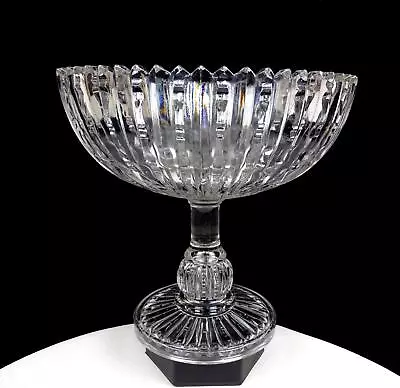 Eapg Pattern Glass Clear Zipper And Ribs Pedestal 8  Compote 1850-1910 • $69.98